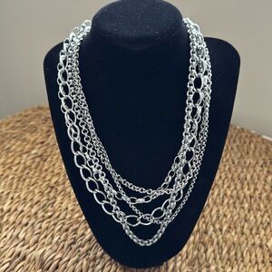 EUC Sabika silver multi-layer adjustable choker